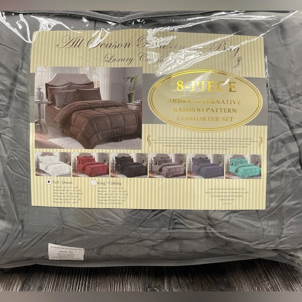 Bedding Outlet Gray All Season Bed in a Bag Luxury Full / Queen 8 Piece. NIB